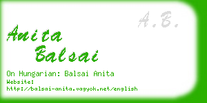 anita balsai business card